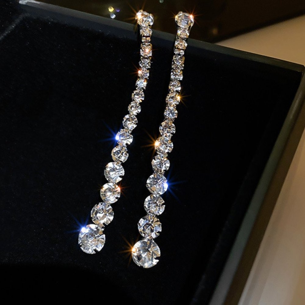 New ~ Anthropologie Shashi "Romane" Long Rhinestone Earrings